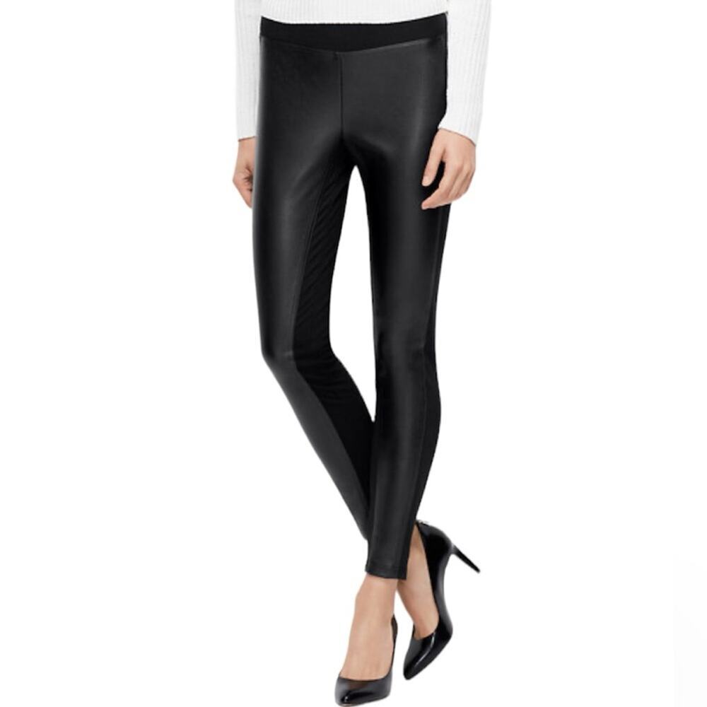 Ann Taylor Faux Leather Ponte Leggings Black Size XS
